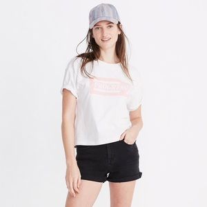 High-Rise Denim Shorts in Lunar Wash: Size 25